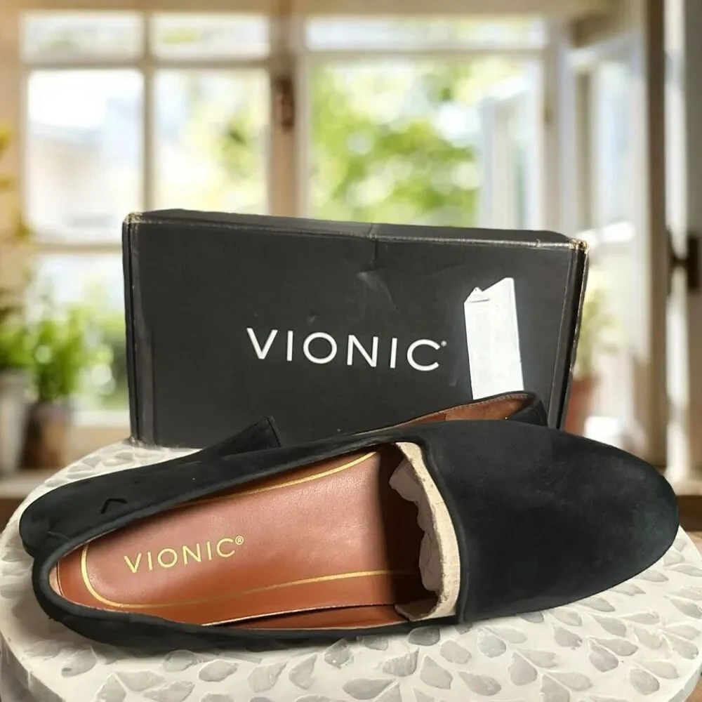 VIONIC Willa Leather Suede Slip On Flats Loafer Womens